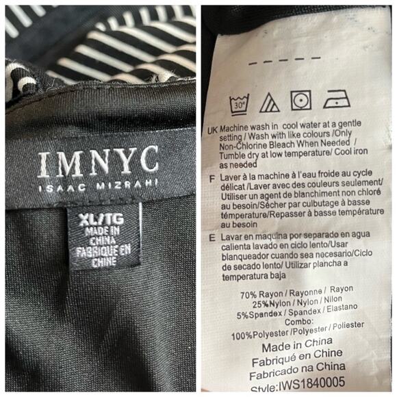 Isaac Mizrahi IMNYC Women's Black White Stripe Ponte Knit Sheath Dress Size XL - Picture 10 of 11